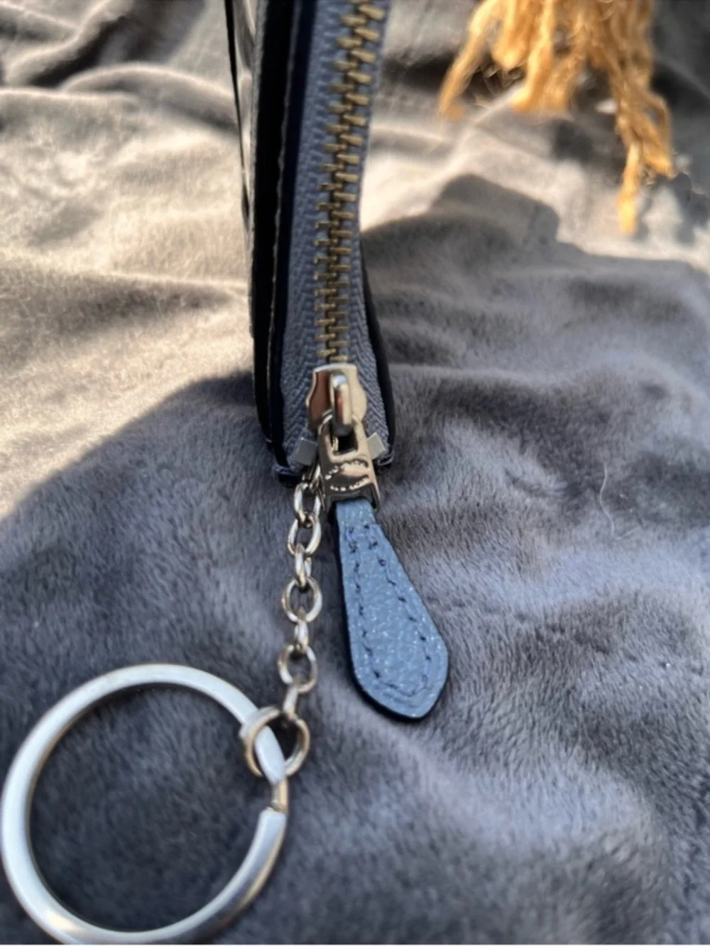 Coach Mini Skinny ID Case - Blue Crossgrain Leather- Like New!